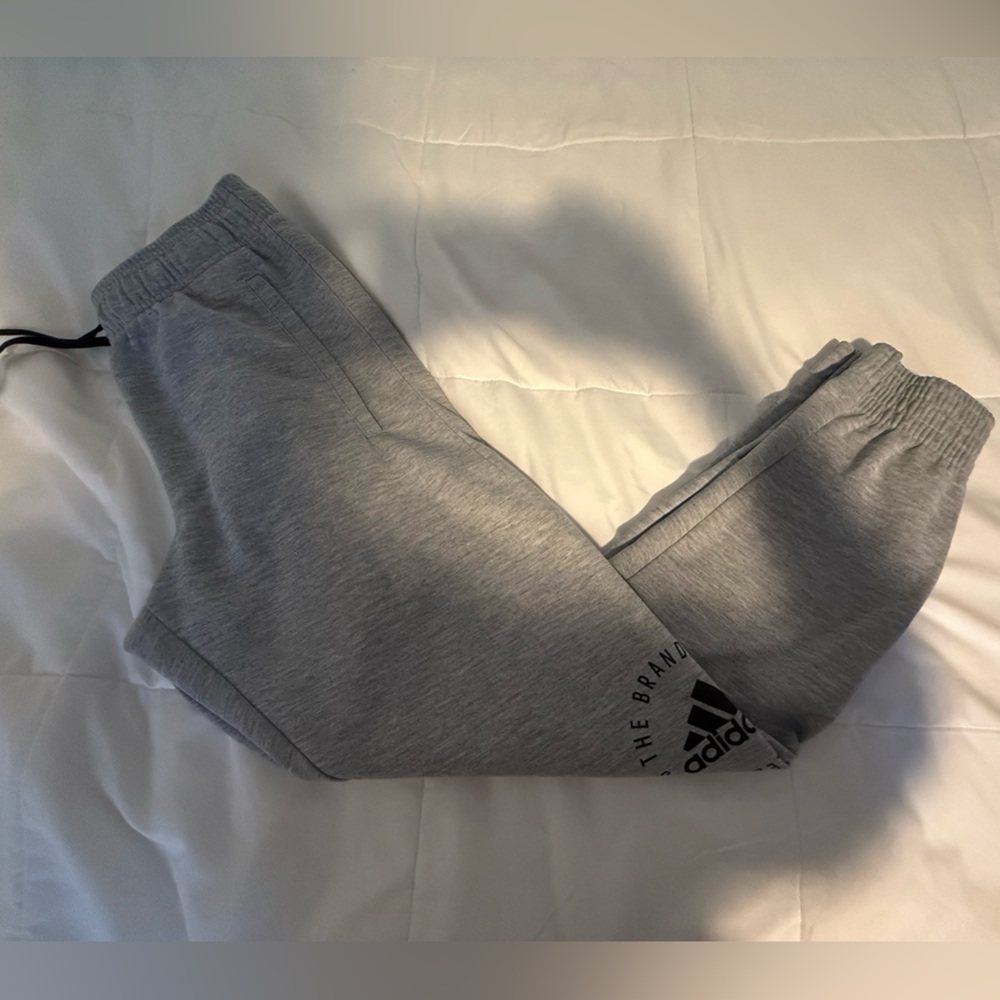 Adidas Mens Gray No Fleece Joggers - Picture 2 of 3